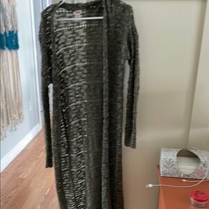 Long Olive Green Knit Cardigan